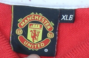 Manchester United Boys Red XL Polo Shirt with Logo