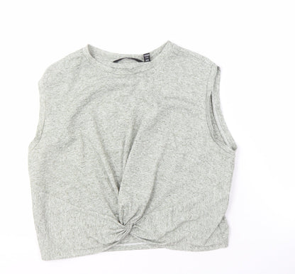 Womens UK Size M VERO MODA Grey Cropped Tank
