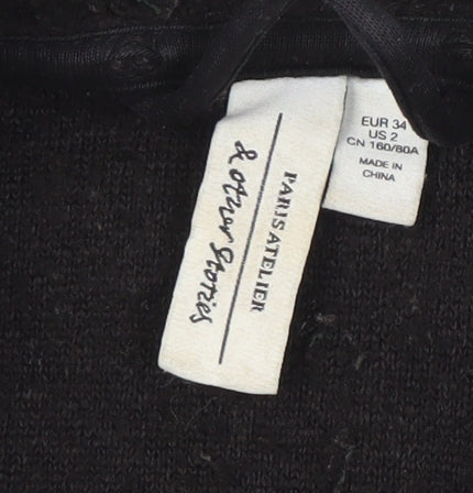 & Other Stories Women's Black Mid-Length Jacket, Size 2