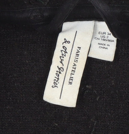 & Other Stories Women's Black Mid-Length Jacket, Size 2