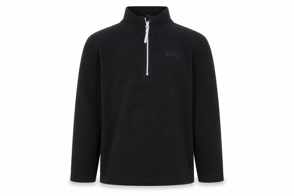 Front view of Mountain Warehouse boys’ black fleece pullover hoodie, 9-10 years