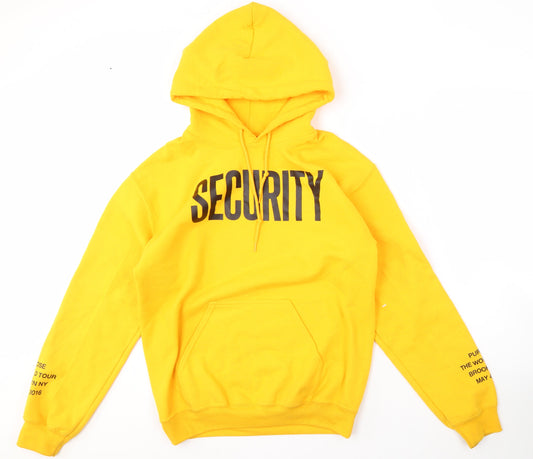 Mens UK Size S Gildan Yellow Pullover Hoodie
