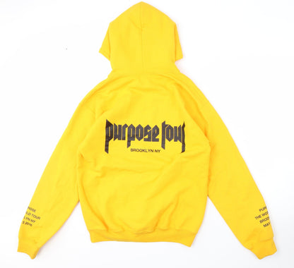 Mens UK Size S Gildan Yellow Pullover Hoodie