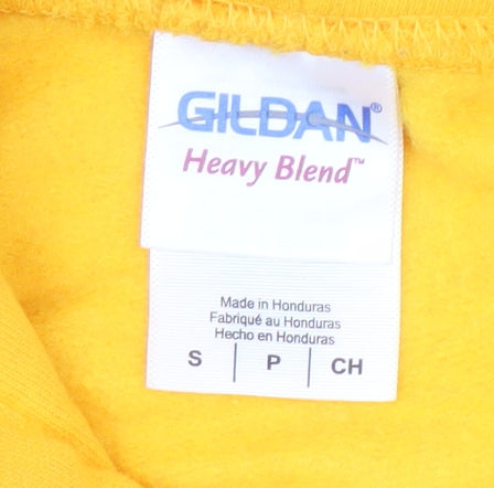 Mens UK Size S Gildan Yellow Pullover Hoodie