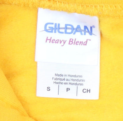 Mens UK Size S Gildan Yellow Pullover Hoodie