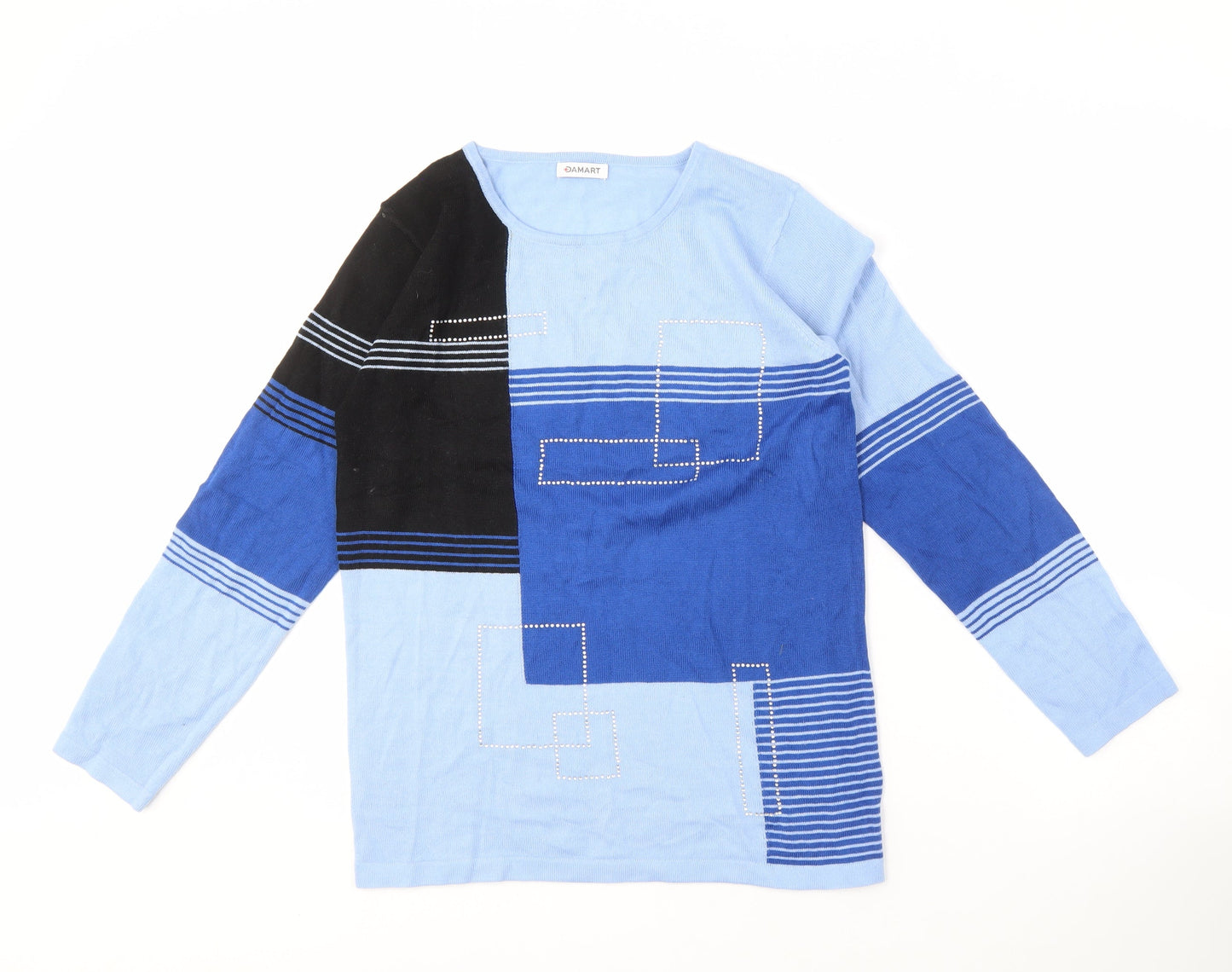 Damart Women's Blue Striped Pullover Jumper S
