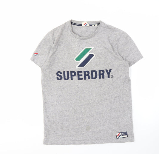 Superdry Men's Grey Logo T-Shirt Small Short Sleeve