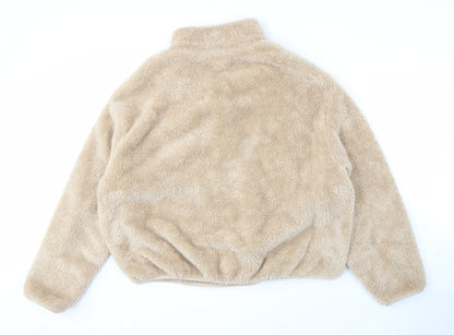 H&M Women's Beige XL Pullover Sweatshirt, Fleece, Zip Neck