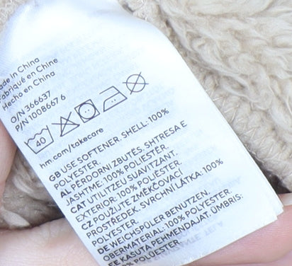 H&M Women's Beige XL Pullover Sweatshirt, Fleece, Zip Neck