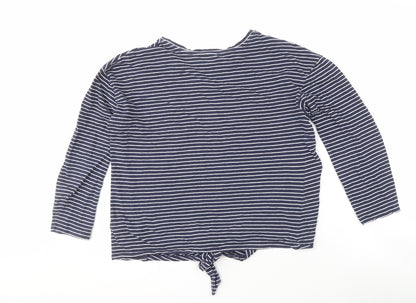 Warehouse Women's Blue Striped T-Shirt Size 14