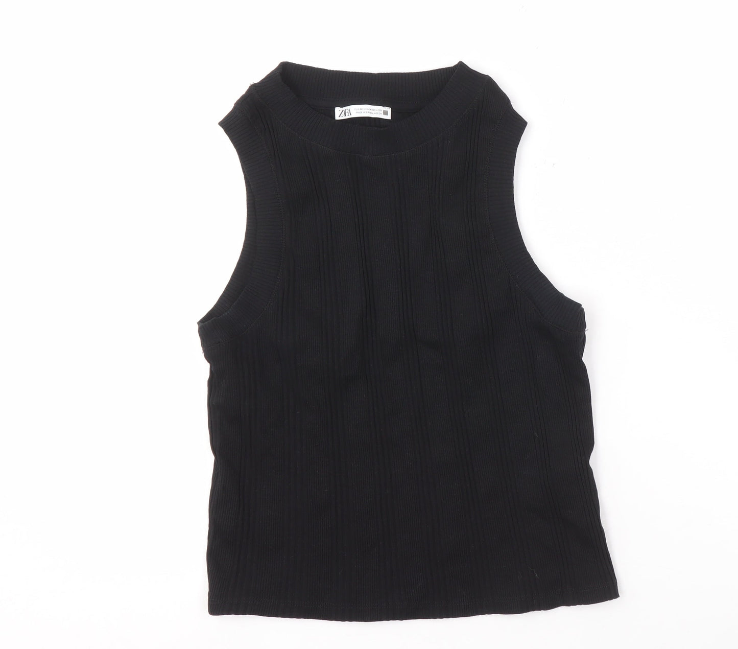 Womens UK Size M Zara Black Basic Tank