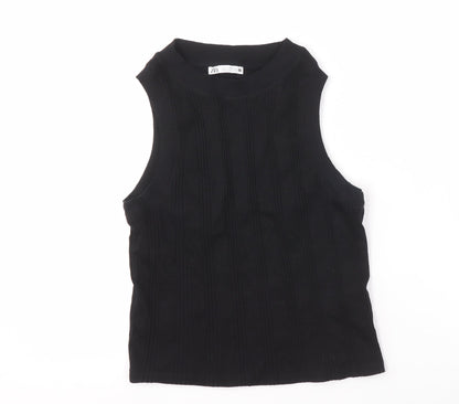 Womens UK Size M Zara Black Basic Tank
