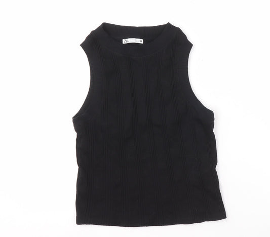 Womens UK Size M Zara Black Basic Tank