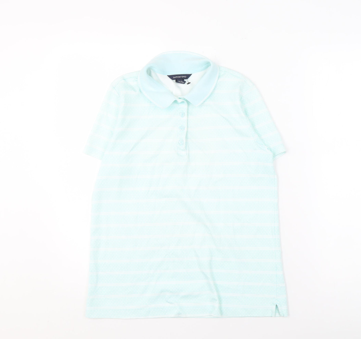 Lands' End Women's XS Blue Striped Polo Shirt