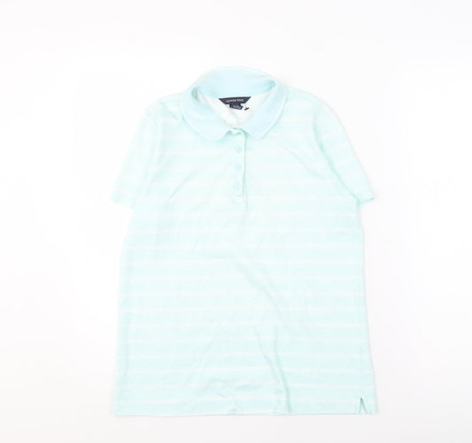 Lands' End Women's XS Blue Striped Polo Shirt