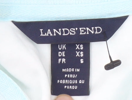 Lands' End Women's XS Blue Striped Polo Shirt