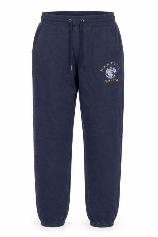 Front view of Nautica Blue Jogger Trousers, unisex m, cotton, elastic waist