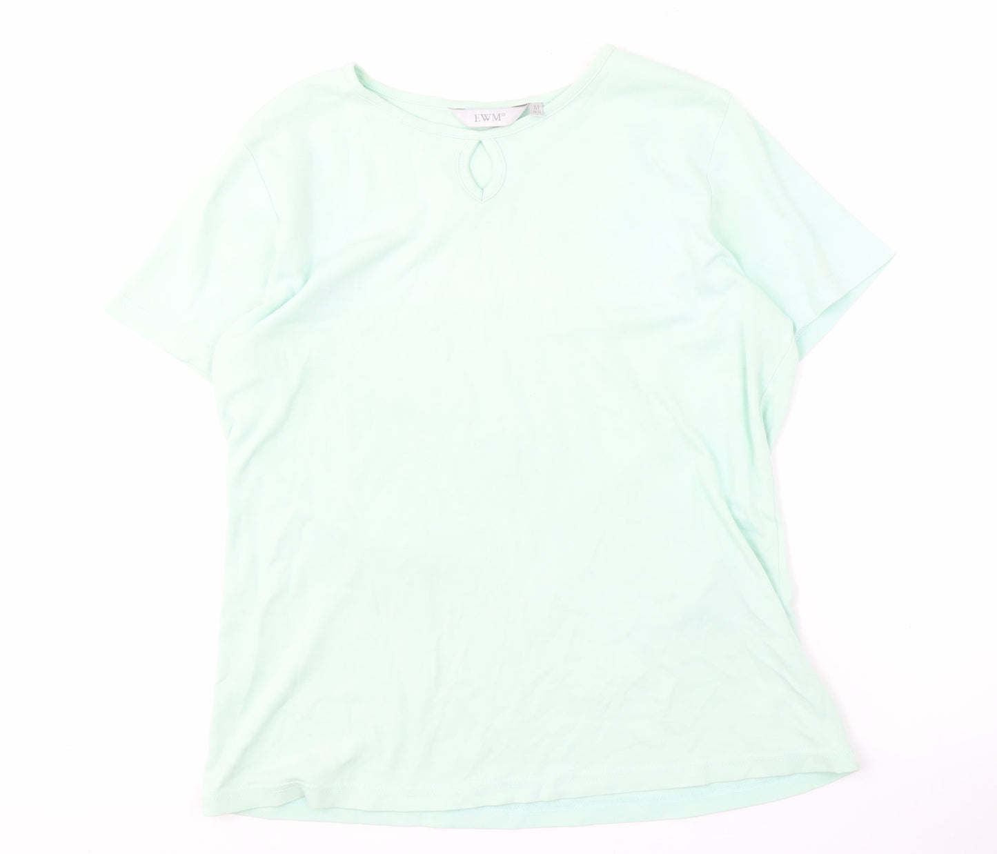 EWM Women's Green Cotton T-Shirt M Regular Fit