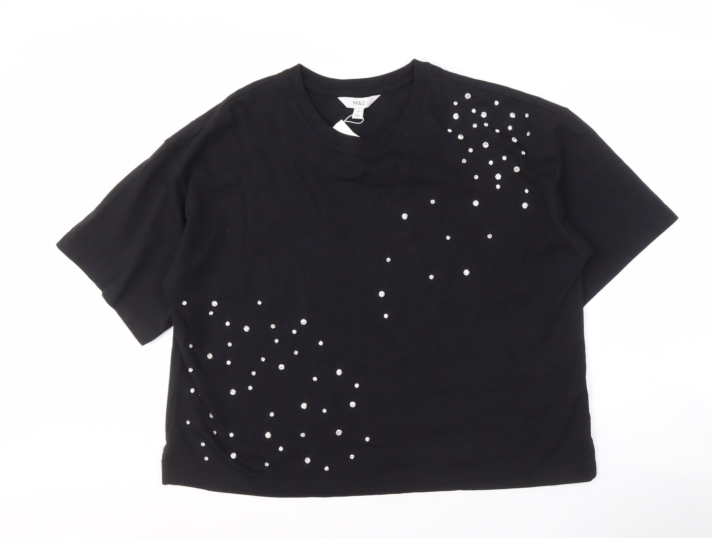Womens UK Size S Marks and Spencer Black Basic T-Shirt