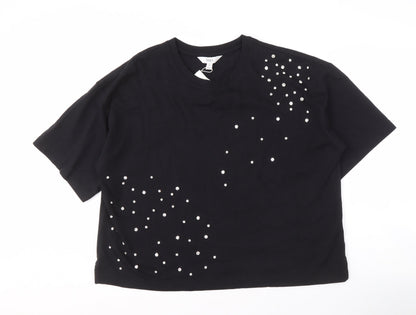 Womens UK Size S Marks and Spencer Black Basic T-Shirt