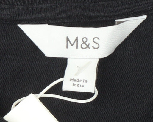 Womens UK Size S Marks and Spencer Black Basic T-Shirt