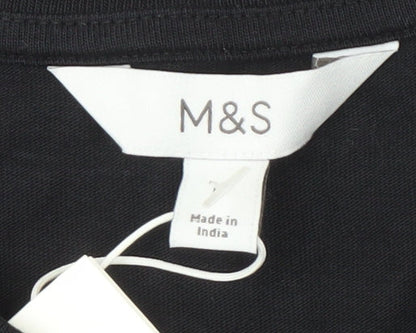Womens UK Size S Marks and Spencer Black Basic T-Shirt