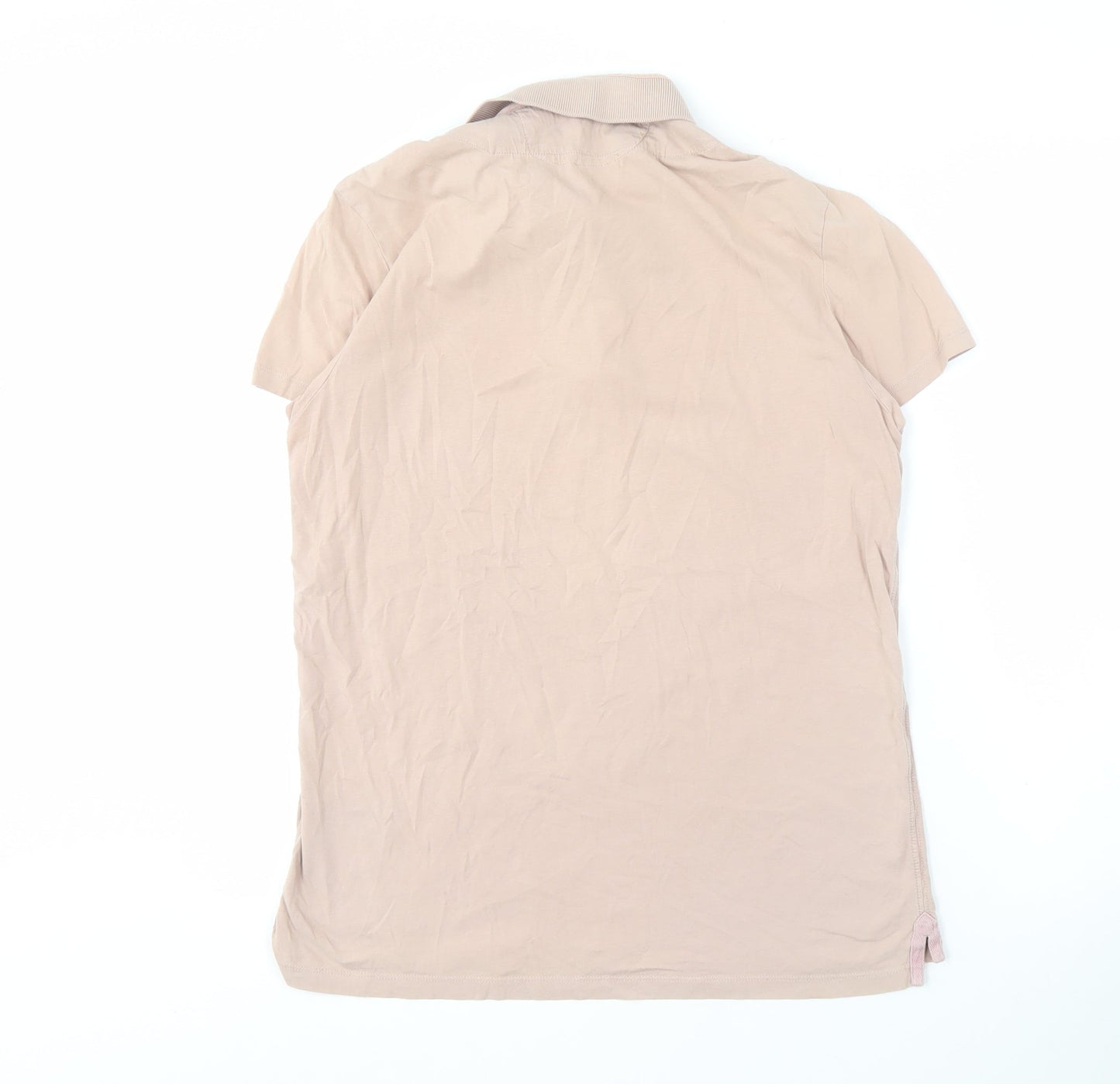 AllSaints Men's Beige Polo, Medium, Short Sleeve