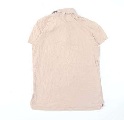 AllSaints Men's Beige Polo, Medium, Short Sleeve
