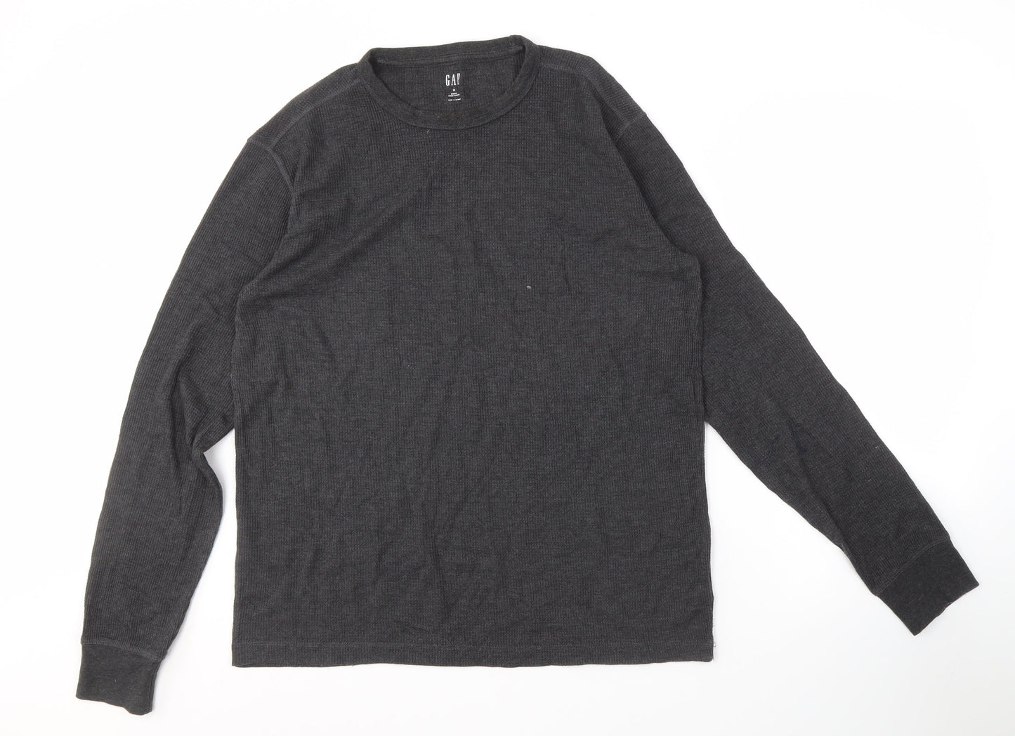 GAP Men's Grey Crew Neck Long Sleeve Shirt M
