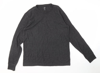 GAP Men's Grey Crew Neck Long Sleeve Shirt M