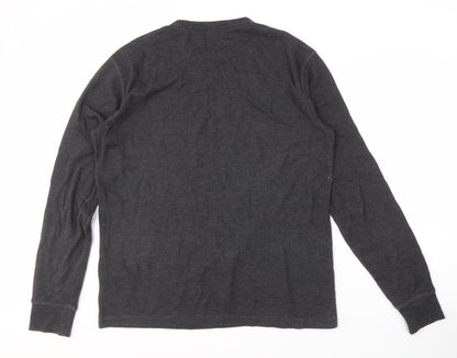 GAP Men's Grey Crew Neck Long Sleeve Shirt M