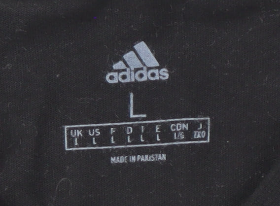 Adidas Men's Black Crew Neck T-Shirt, Size L, Cotton Blend