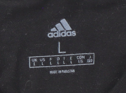 Adidas Men's Black Crew Neck T-Shirt, Size L, Cotton Blend