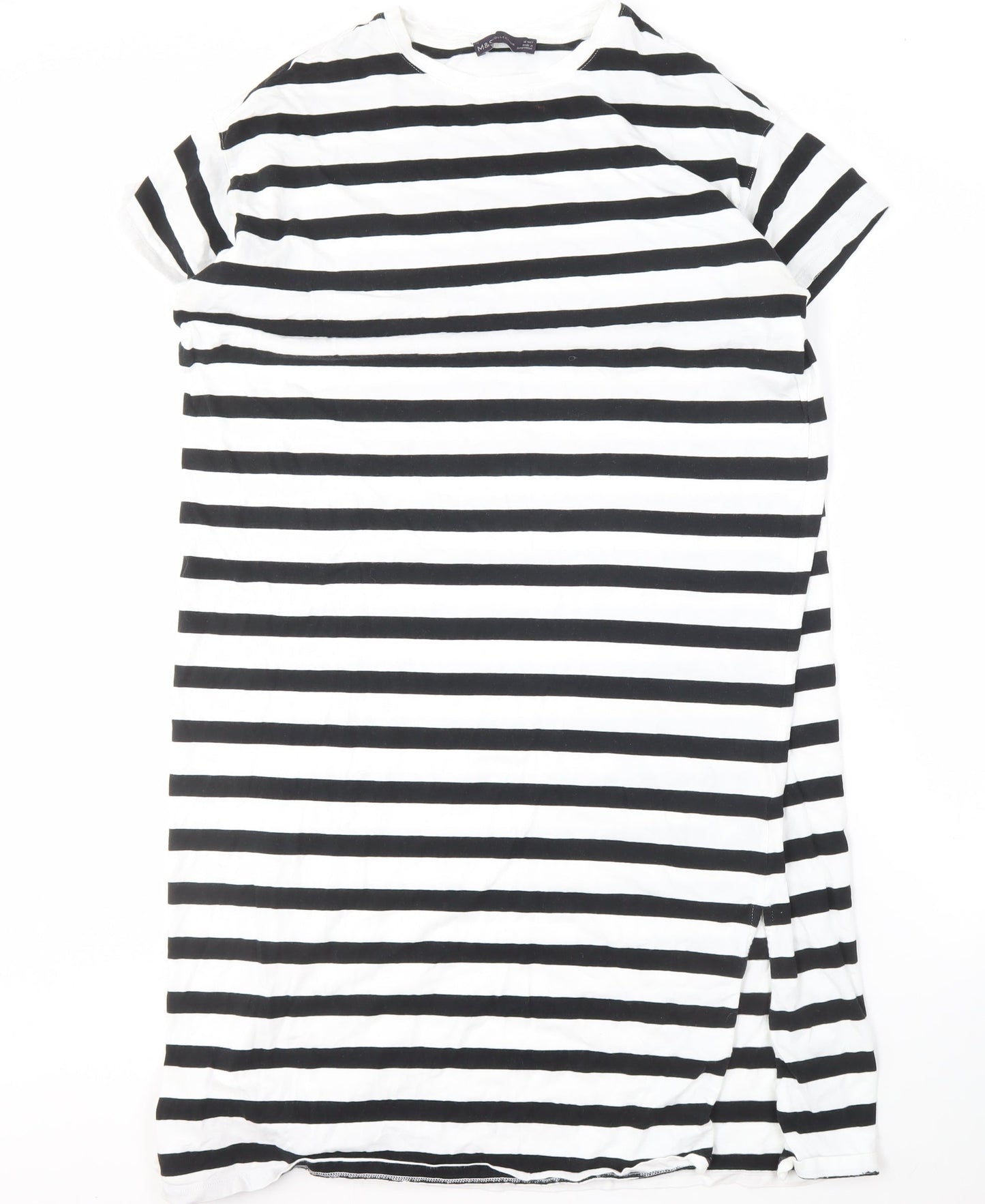 Marks and Spencer Women's Black Striped T-Shirt Dress Size 14