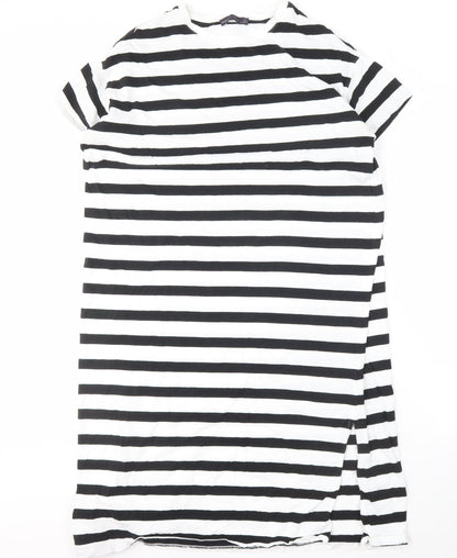 Marks and Spencer Women's Black Striped T-Shirt Dress Size 14