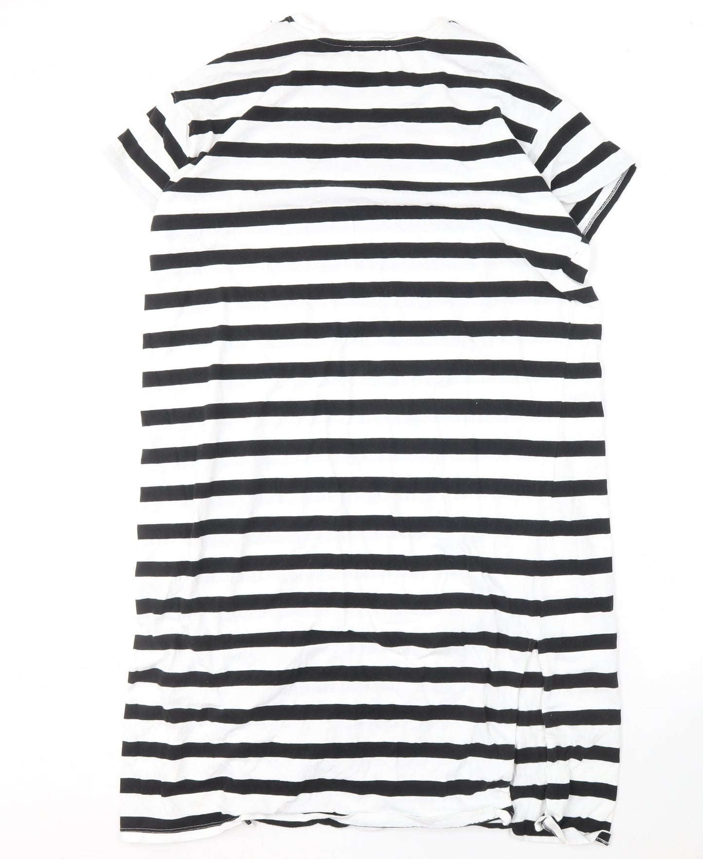 Marks and Spencer Women's Black Striped T-Shirt Dress Size 14