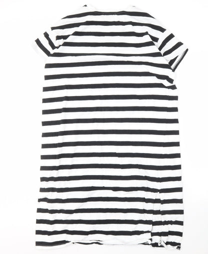 Marks and Spencer Women's Black Striped T-Shirt Dress Size 14