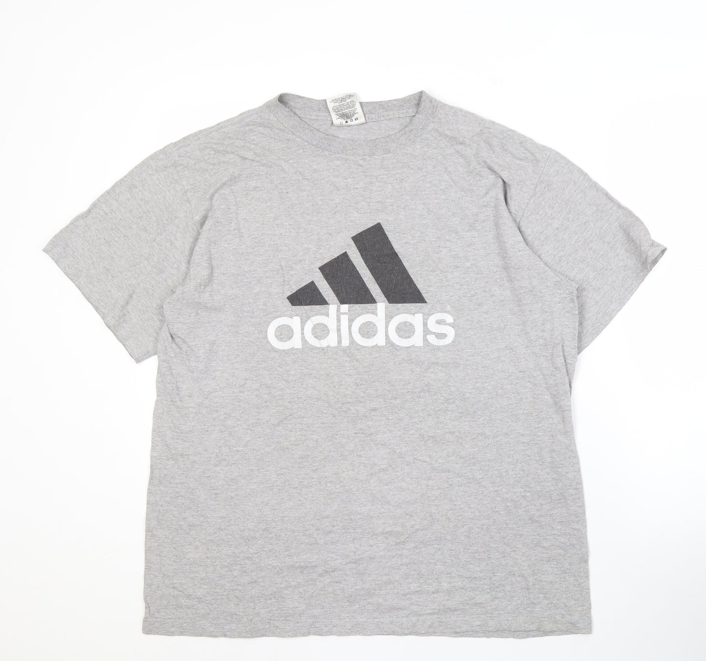 Adidas Men's Grey Short Sleeve Logo T-Shirt M
