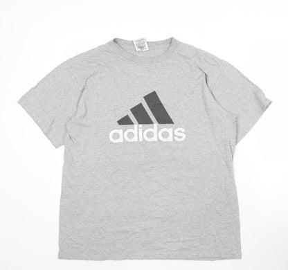 Adidas Men's Grey Short Sleeve Logo T-Shirt M