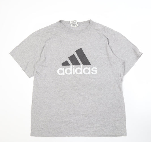 Adidas Men's Grey Short Sleeve Logo T-Shirt M