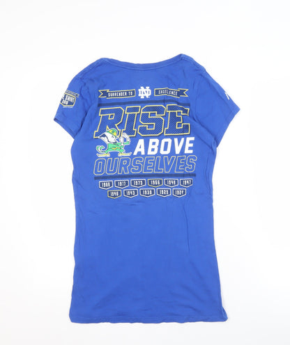 Altagracia Women's Blue Cotton T-Shirt, M, Crew Neck, Casual
