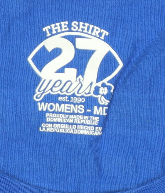 Altagracia Women's Blue Cotton T-Shirt, M, Crew Neck, Casual