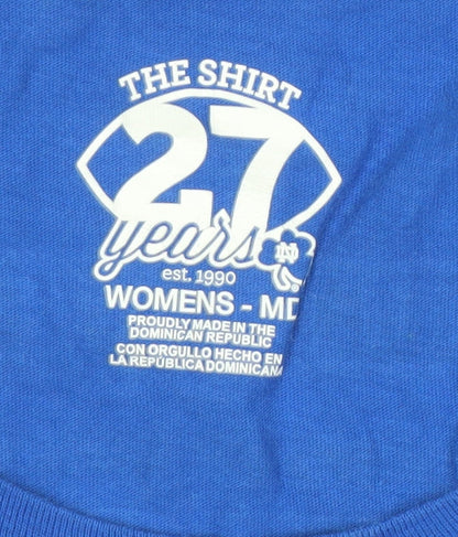 Altagracia Women's Blue Cotton T-Shirt, M, Crew Neck, Casual