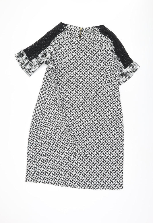 BHS Women's Black Geometric Half Sleeve Dress