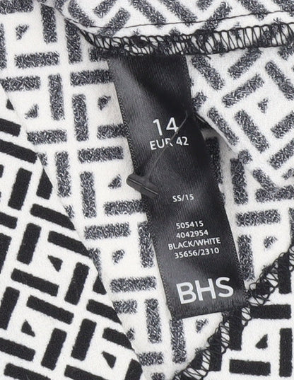 BHS Women's Black Geometric Half Sleeve Dress
