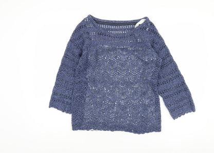 Womens UK Size 8 Fat Face Blue Pullover Jumper