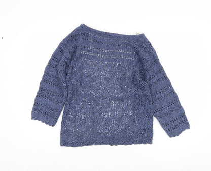 Womens UK Size 8 Fat Face Blue Pullover Jumper