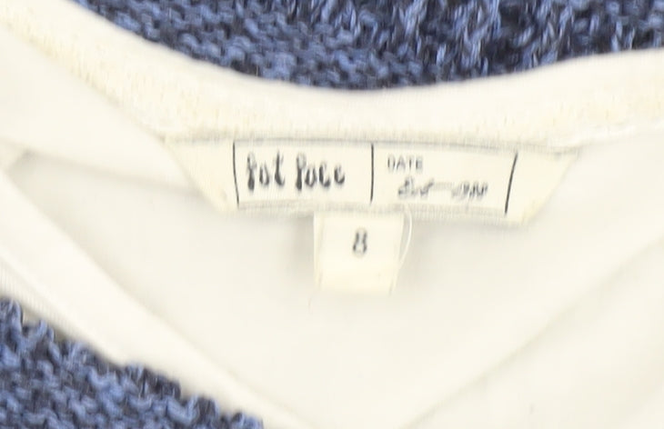 Womens UK Size 8 Fat Face Blue Pullover Jumper