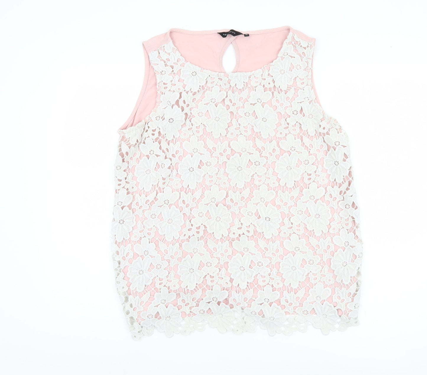 New Look Women's Pink Lace Tank Top Size 14