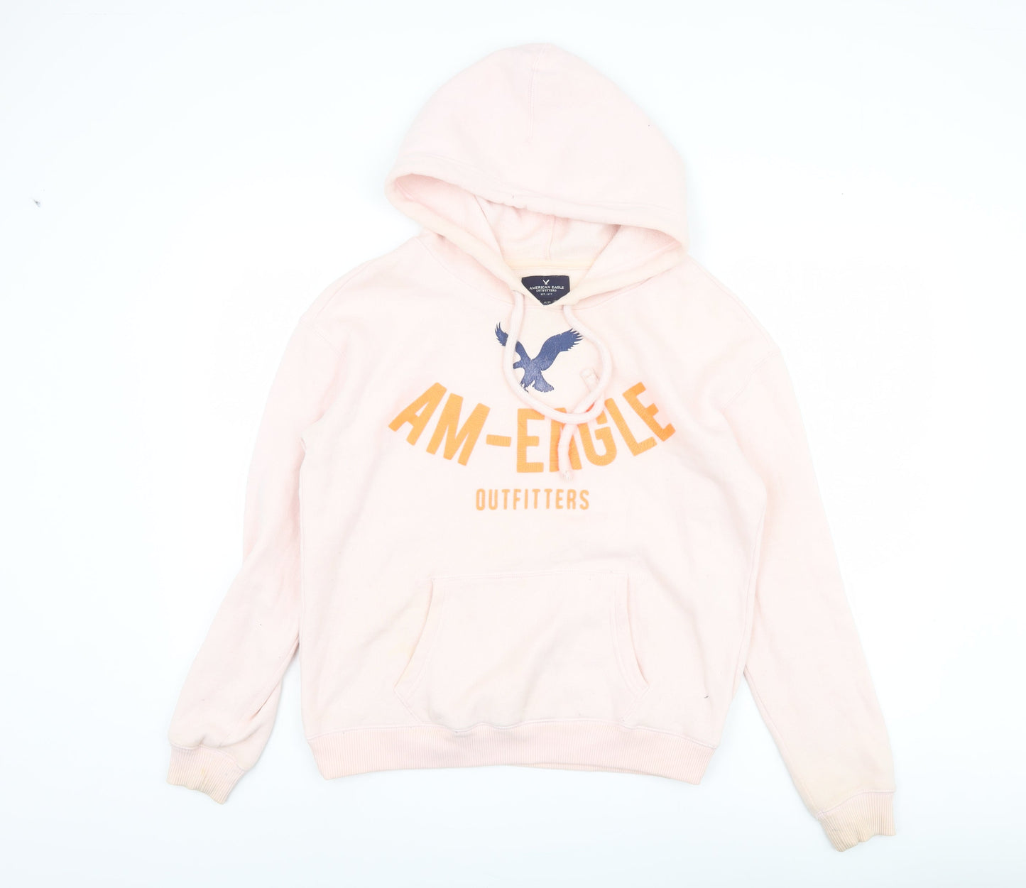 American Eagle Women's Pink Hooded Graphic Pullover M